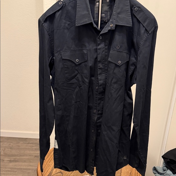 G-Star Raw Men's Long Sleeved Midnight Twill Snap/Zipper Shirt Sz XXL 100%Cotton - Picture 1 of 14